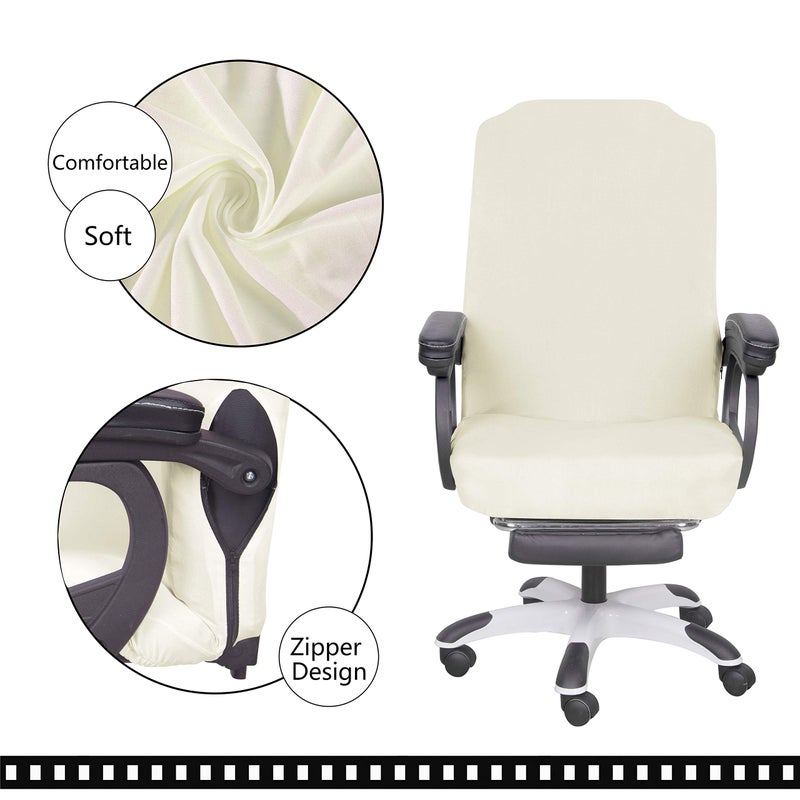 SARAFLORA Office Chair Cover- Large, Ivory- Removable Computer Chair Cover for Office Chair with Zipper for Universal Rotating Chair Desk Chair Cover High Back Chair Seat Washable Protector for Pets - Image 4